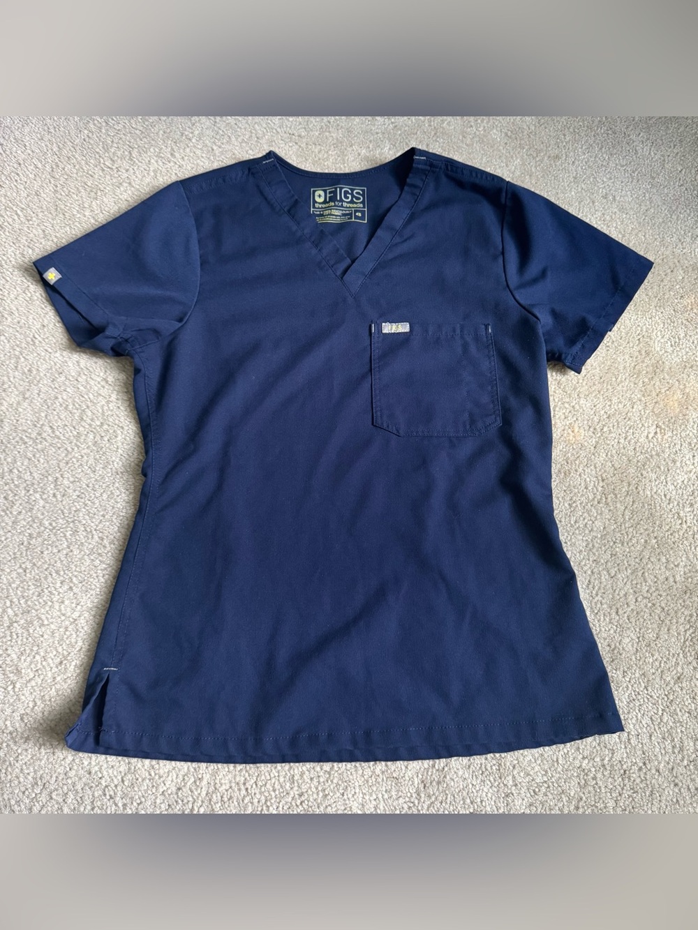 FIGS Women’s Catrina Navy Blue One Pocket V-Neck Scrub Top